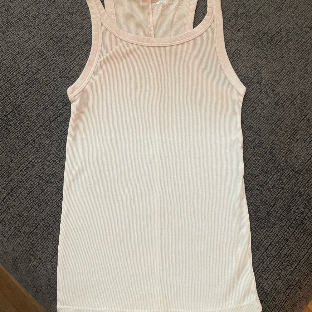 Aerie Cream Ribbed Sleeveless Tank Top